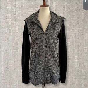 EUC Lululemon Stride Zip Up Jacket Black Herringbone Sz 6